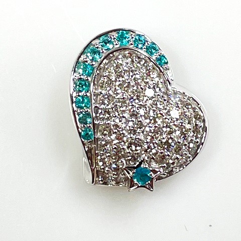 K18ホワイトゴールド　パライバ　ペンダント パライバ　0.21ct　Dia　0.81ct