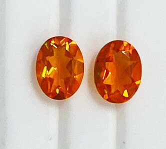 ファイヤーオパール　6x8　ペア　1.57ct ファセットカット　ルース｜gem-ichinose