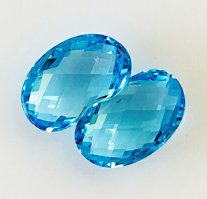 ブルートパーズ ビーンズ ルースチェッカーカット2個セット 合計10.00ct|gem-ichinose