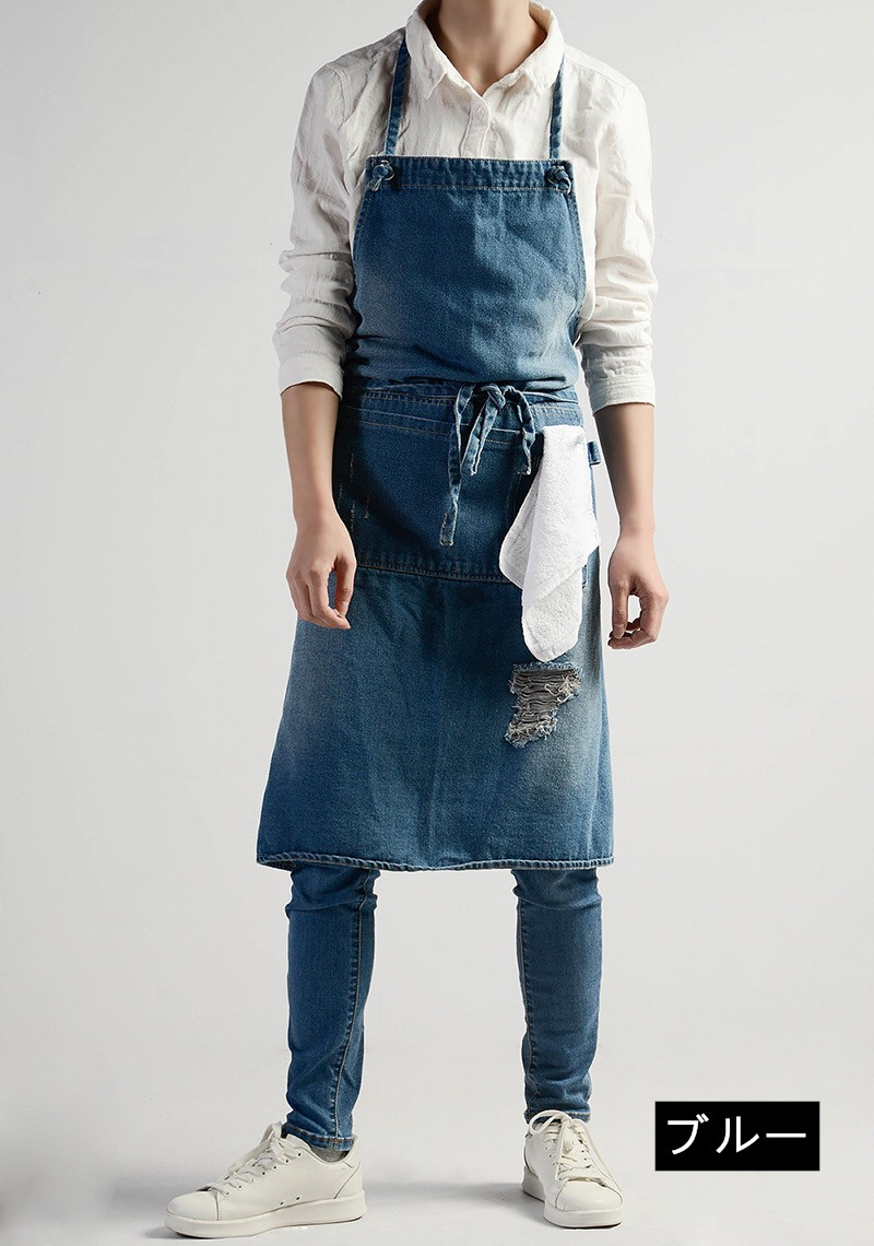 楽天市場 北欧風 男女兼用 デニム エプロン おしゃれ ガーデニング キッチン 3色 ワークエプロン 前掛け インディゴ 料理 ガーデニング レディース メンズ カフェ 店員 飲食 日曜大工 おしゃれ カジュアル フリーサイズ 父の日 Yilin