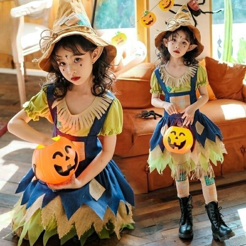 ハロウィン キッズ服 楽天市場】ハロウィン 衣装 子供 かかし コスプレ 女の子 衣装