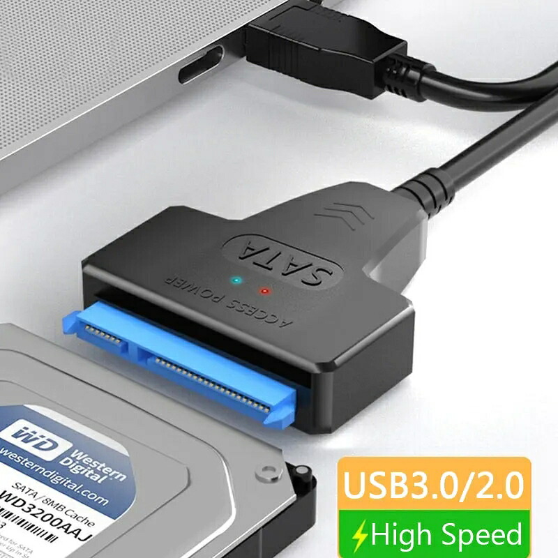 SATA to USB 3.0/2.0 cable, up to 6 Gbps, for 2.5-inch external HDD SSD hard drives, SATA 3 22 pin adapter, USB 3.0 to Sata III cord