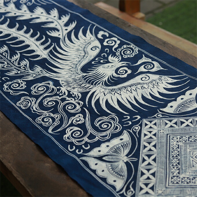 楽天市場】【草木染め手描き蝋染】龍鳳呈祥タペストリー／天然藍染／龍