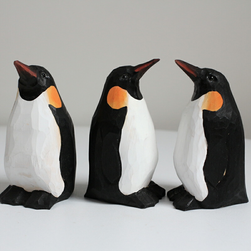 木彫 ペンギン 民芸 古道具 アンティーク オブジェ 楽天市場】木彫りペンギン 手彫り木製ペンギン3体セット｜天然木