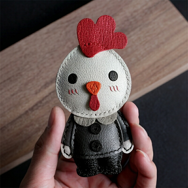 ニワトリ キーホルダー 本革 ハンドメイド レザー バッグチャーム ストラップ かわいい シンプル ナチュラル 手作り ギフト レディース メンズ 小物アクセサリー｜逸品LIFE
