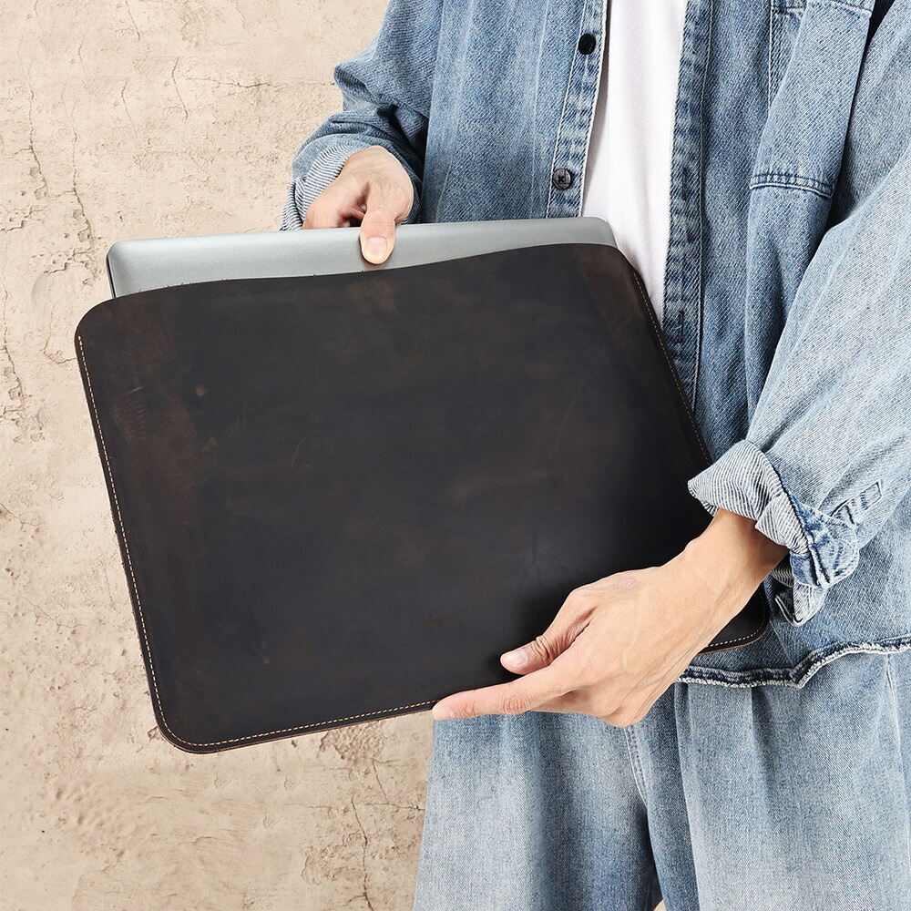 新作 本革 PCバッグ 牛革 ノートパソコンケース タブレット収納 多機能 レザー インナーケース ノートPC保護ケース 耐摩耗 無地 シンプルデザイン ビジネス 通勤 通学 カフェ作業 ギフト メンズ レディース ハンドメイド 手作り プレゼント 記念日 お祝い