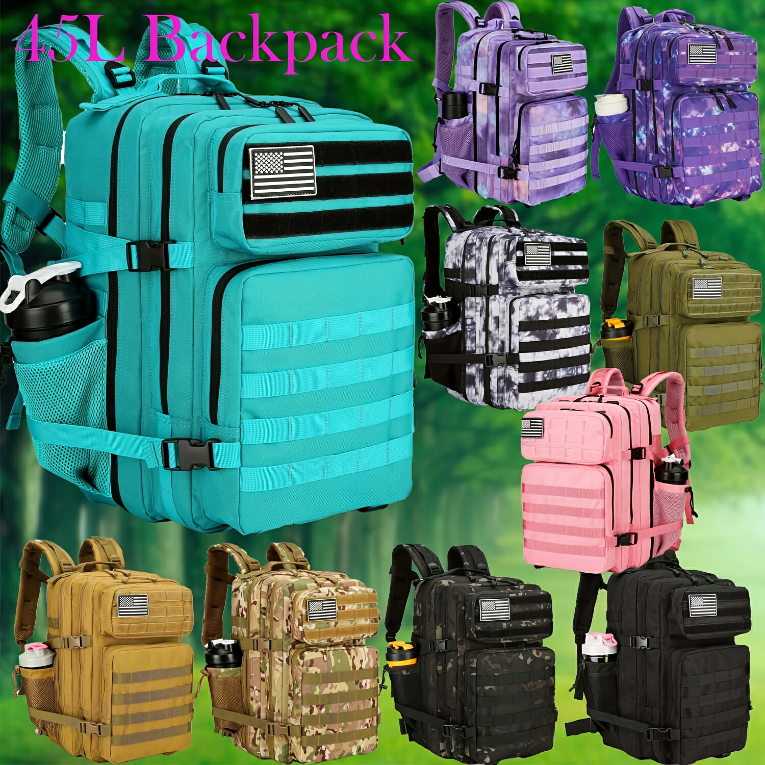 45Lのハイキング用バックパック、日常使いのバックパック、フィットネス用バックパック、サイクリング用バックパック、旅行やキャンプ、ハイキング、アウトドアスポーツに最適なデイパック|逸品LIFE