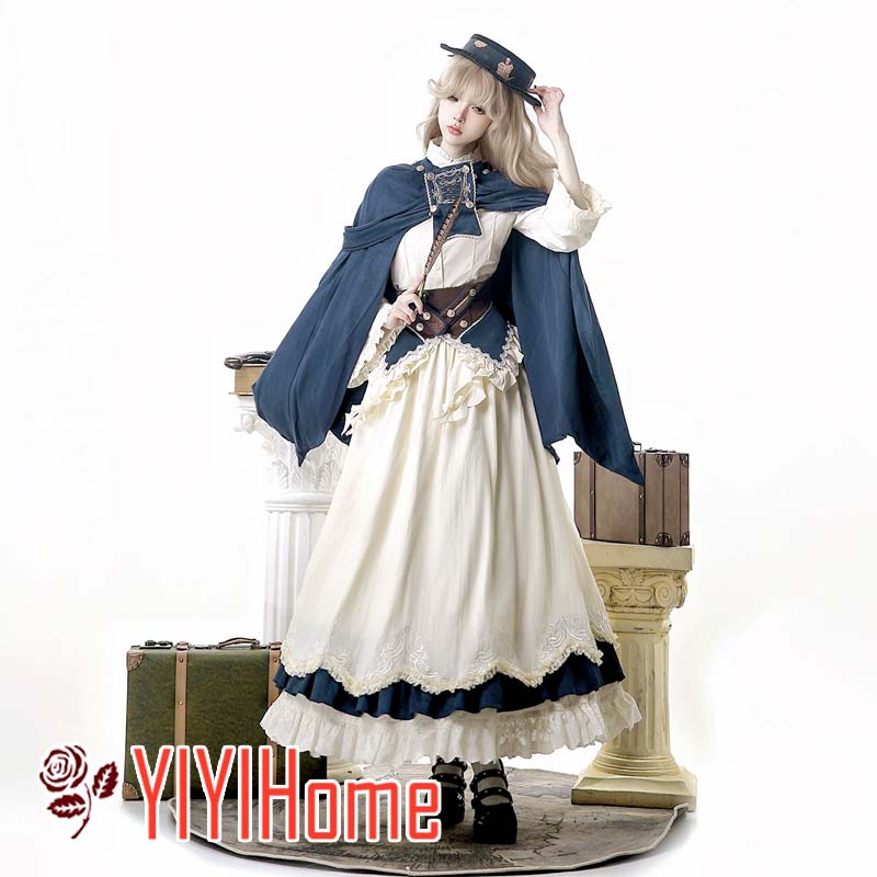 ハロウィン ロリータ 可愛い Lolita ケープ ウエストコルセット ブラウス スカート 日常 4点セット 上品クラシカル風 甘めガーリースタイル レディース 撮影 お出かけ コスプレ 仮装 イベント 体型カバー フェミニン華やかコーデ|YIYIHome