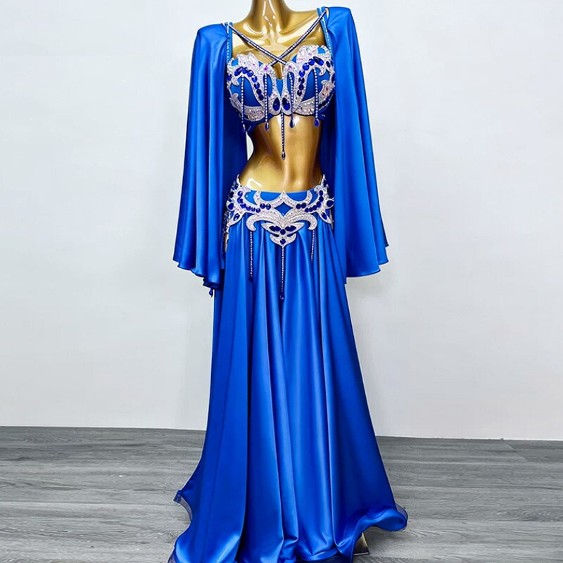 ベリーダンス ダンス衣装 セット ハロウィン コスプレ 仮装 パーティー 余興用 レッスン着 トップス スカート(インナーパンツ付き) 袖３点セット　 社交ダンス　発表会　ラテンダンス　演出　団体 忘年会 新年会　キラキラ きらきら｜YIYIHome