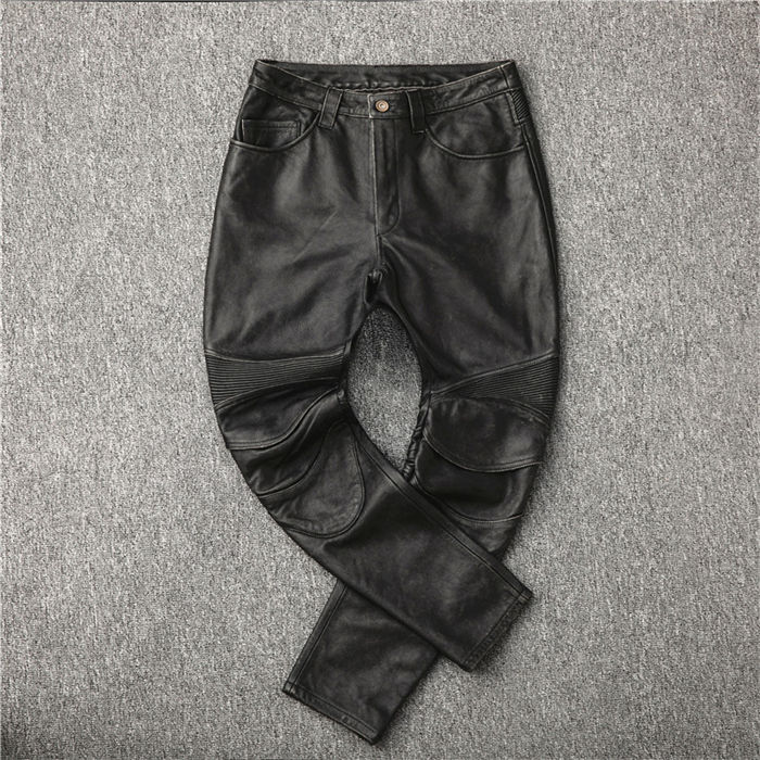 レザーパンツ バイク用 新品 牛革レザーパンツ メンズパンツ 革パンツ バイクパンツ 本革 無地 カッコイイ 大きサイズ スキニーパンツ ロングパンツ 送料無料 父の日