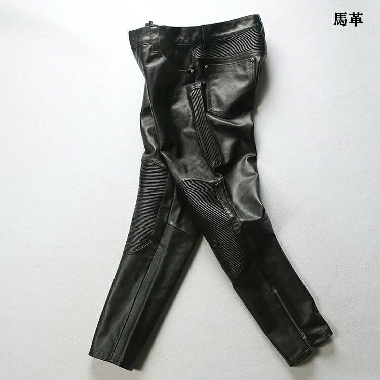 レザーパンツ バイク用 新品 馬革レザーパンツ メンズパンツ 革パンツ バイクパンツ 本革 無地 カッコイイ 大きサイズ スキニーパンツ ロングパンツ 送料無料