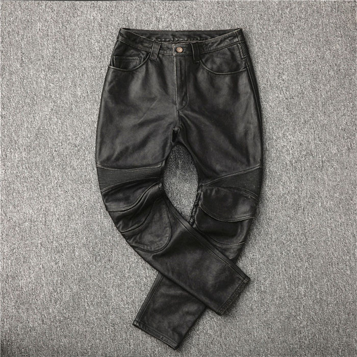 牛革レザーパンツ 新品 メンズパンツ 革パンツ バイクパンツ 本革 無地 カッコイイ 大きサイズ スキニーパンツ ロングパンツ バイク用 レザーパンツ 送料無料 父の日 22,666円
