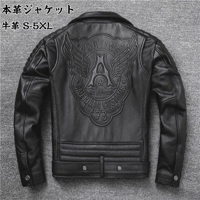 レザージャケット メンズファッション 牛革ジャケット 細身タイプ ライダーメンズ 牛革バイクジャケット ライダースジャケット バイクウ