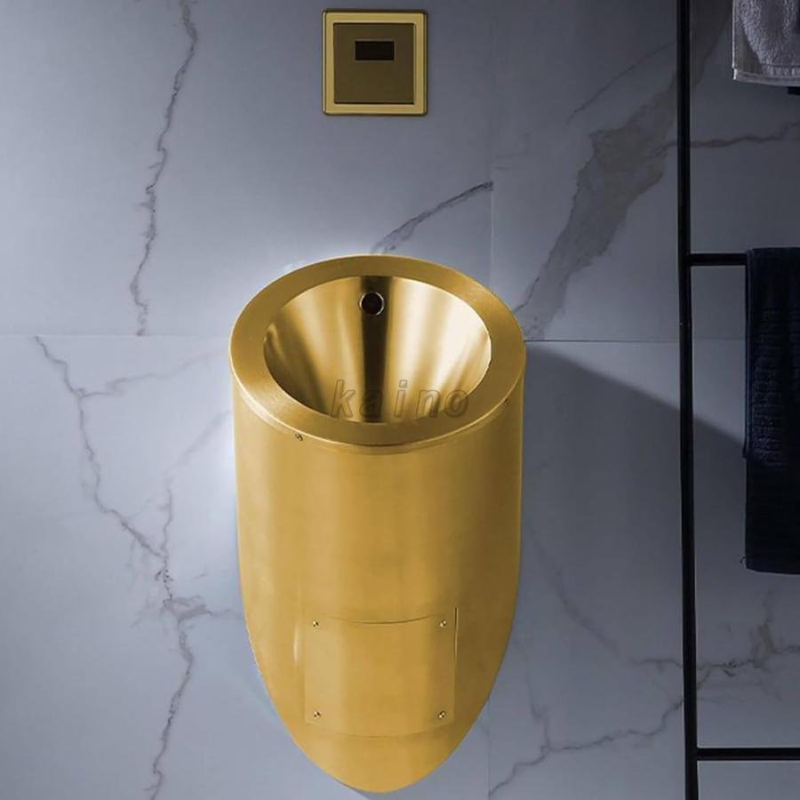ステンレス製壁掛け小便器、男性用トイレ用小便器、家庭用トイレ用センサー付き男性用業務用洗浄小便器 - ショッピングモール、刑務所用洗浄小便器(Gold)