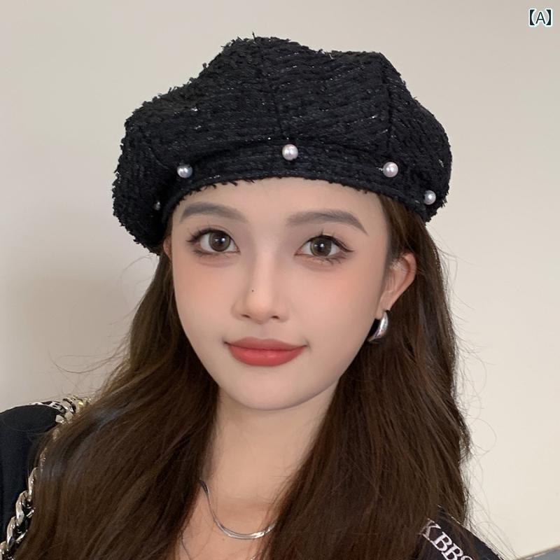 レディース 流行り物 春夏 秋冬 レディース パール ベレー帽 お上さん かぶり笠 愛くるしげ 今めかしい 日よけ 日焼押しとどめる 紫外線打つ手