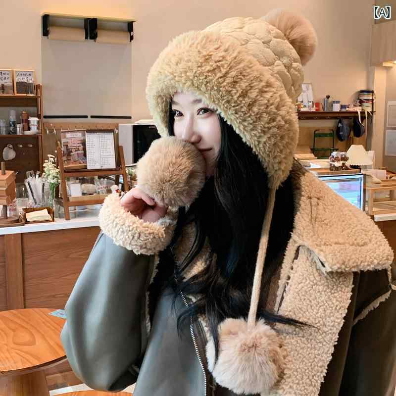 レディース ファッション 秋冬 レディース 女性 ニット ポンポン かわいい おしゃれ シンプル 小顔効果 防寒対策 防寒具 ふわふわ もこもこ 韓国｜YKC8