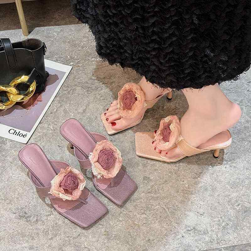 レディース 流行り物 靴 シューズ 春夏 秋冬 愛くるしげ 今めかしい 踵 サンダル お上さん パンプス ミュール 海 スウィミングプール 花 成年者 雅びやか 分かりやすい