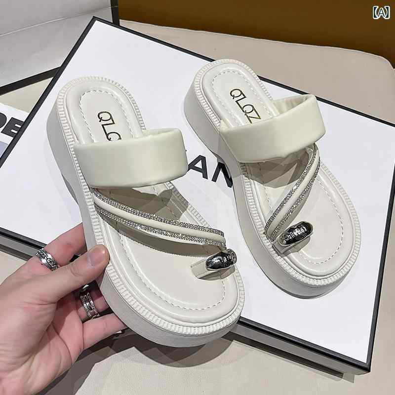 韓国 靴 シューズ 春夏 秋 冬 レディース 愛くるしげ 今めかしい 人 永遠の都 家庭用スリッパ お上さん用 夏 アウターウェア プラットホーム 厚 黒 吊りひも 砂浜 サンダル