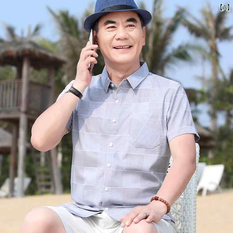 メンズ かっこいい しぶい 高齢 イケおじ オシャレ お父さん 半袖 シャツ さわやかな コントラスト チェック柄 ゆったり メンズカジュアル シャツ 夏お じいちゃんの 服装｜YKC8 28,713円