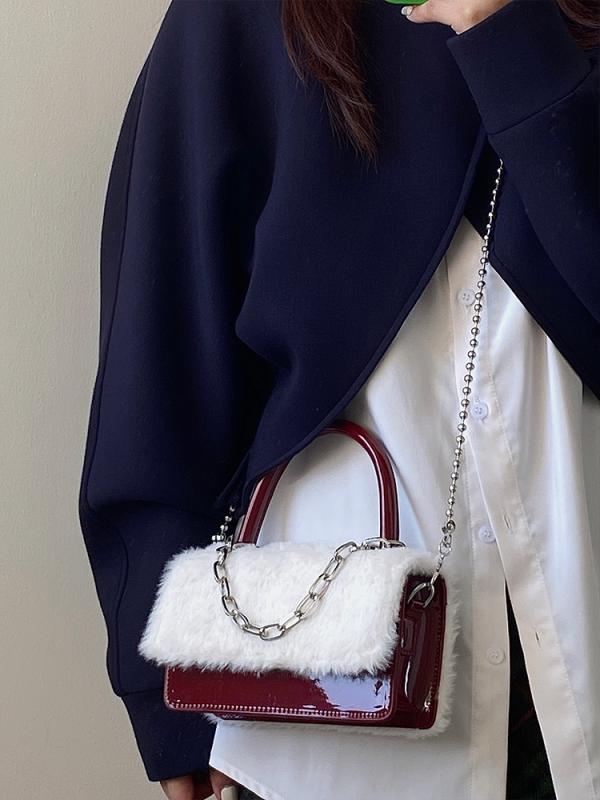 レディース ファッション 春秋冬 女性 かわいい おしゃれ 韓国 鞄 バッグ 上品 大人 ハンド レトロ チェーン ショルダーバッグ ハンドバッグ シンプル ふわふわ 2way