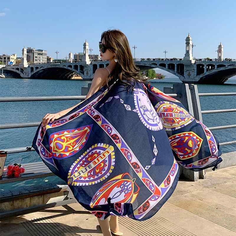 春夏 秋冬 レディース ファッション 180cm 女性 エスニック 日焼け対策 ショール ストール スカーフ レトロ 海 プール アウトドア キャンプ かわいい おしゃれ