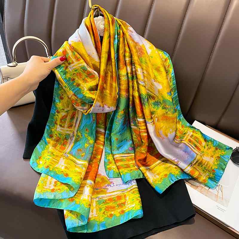 春夏 秋冬 レディース ファッション スカーフ ストール ショール 180cm 女性 日焼け防止 油絵風 おしゃれ ゴージャス｜YKC8
