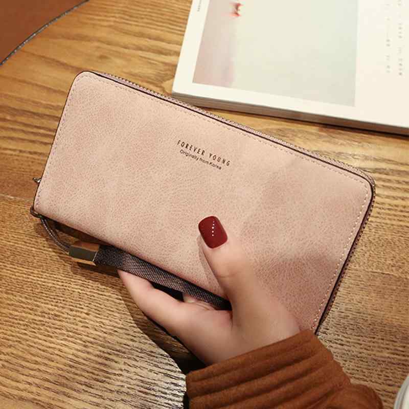 韓国 財布 女性 レディース ファッション おしゃれ かわいい ウォレット シンプル ロング 小銭入れ 多機能 大容量 レトロ 長財布 ストラップ 落下防止 紛失防止 カード