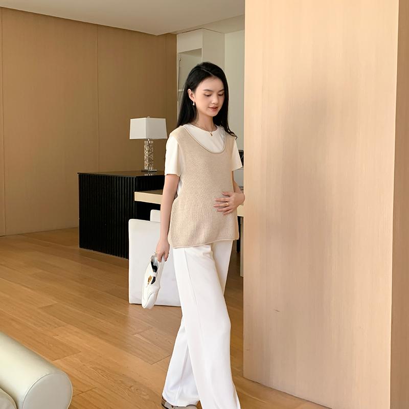 レディース ファッション 春夏 秋 かわいい おしゃれ マタニティ 妊娠中 ベビー 赤ちゃん ベスト パンツ トップス Tシャツ ロング 長ズボン ゆったり シンプル ボトムス 半袖|YKC8