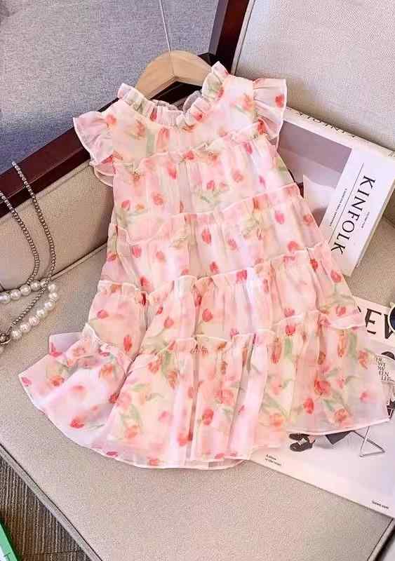 キッズ ファッション 女の子 かわいい おしゃれ 韓国 子供服 プリンセス 発表会 結婚式 高級 女の子 ドレス 夏 花柄 スカート ベビー フェアリー ワンピース 半袖 リボン