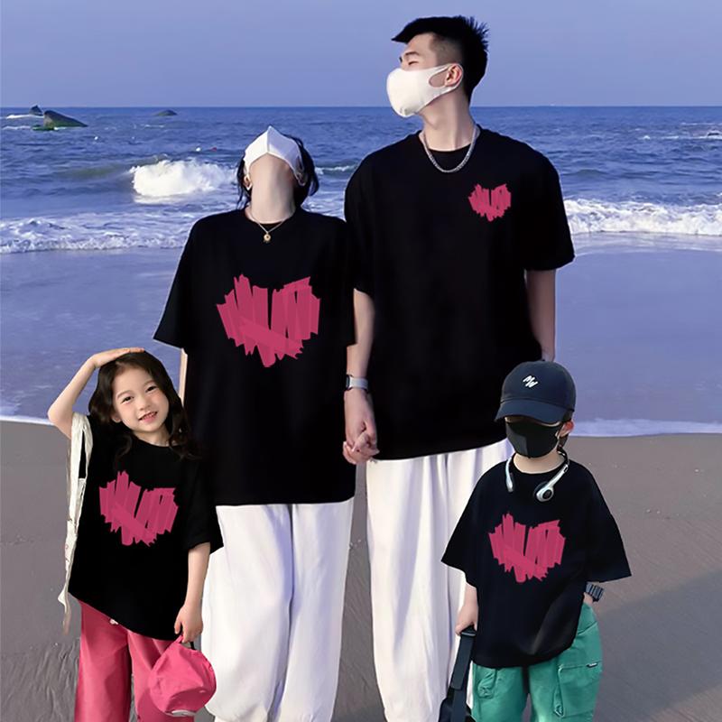 レディース メンズ 流行り物 亭主もち 成人男性 キッズ ちびっ子用 お坊っちゃん お嬢さん 今めかしい 愛くるしい かっこいい 韓国 親子 有りの実ルック 夫婦関係 二人組 身寄り 身寄り 親子 服 母子 砂浜 ハイエンド 夏 半袖 T プルオーバー お坊っちゃん 服