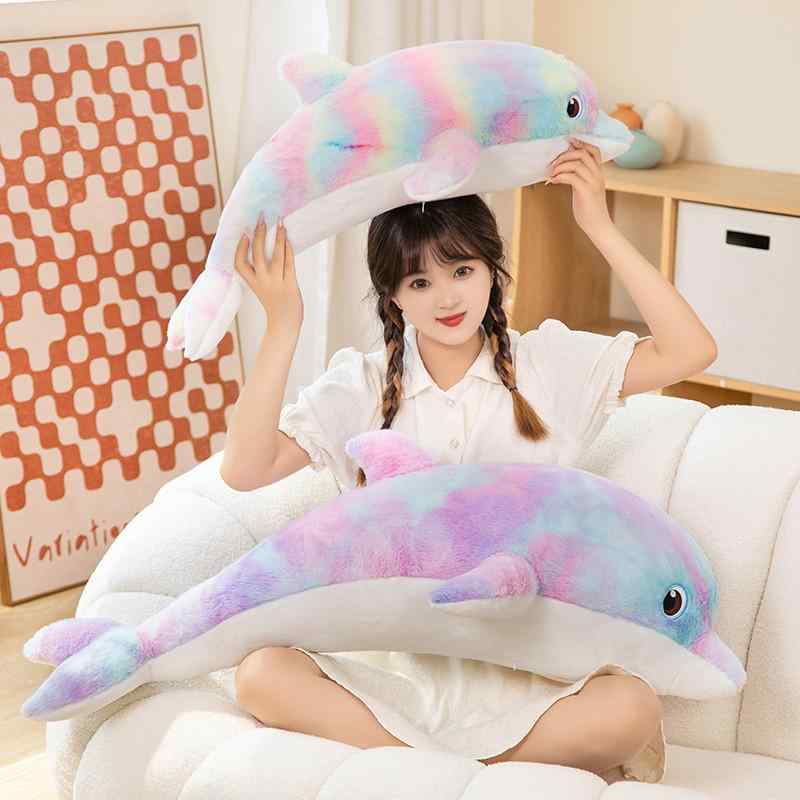 クッション 枕 ふわふわ 男の子 女の子 インテリア おもちゃ ぬいぐるみ 人形 かわいい ベビー 赤ちゃん 子供 プレゼント おすすめ 誕生日 ギフト クリスマス 贈り物 出産祝い イルカ カラフル 水族館 海洋生物 海獣 グラデーション