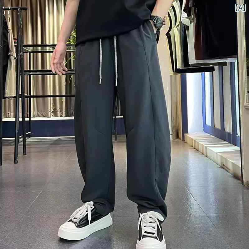 メンズ ファッション 春　夏　秋　冬　 かっこいい オシャレ モテ 男性用 紳士服 服 韓国 シンプル　大人 カジュアル パンツ メンズ 夏 薄手 ストレート ストレート ドレープ ワイド レッグ スポーツ パンツ ボーイズ｜YKC8