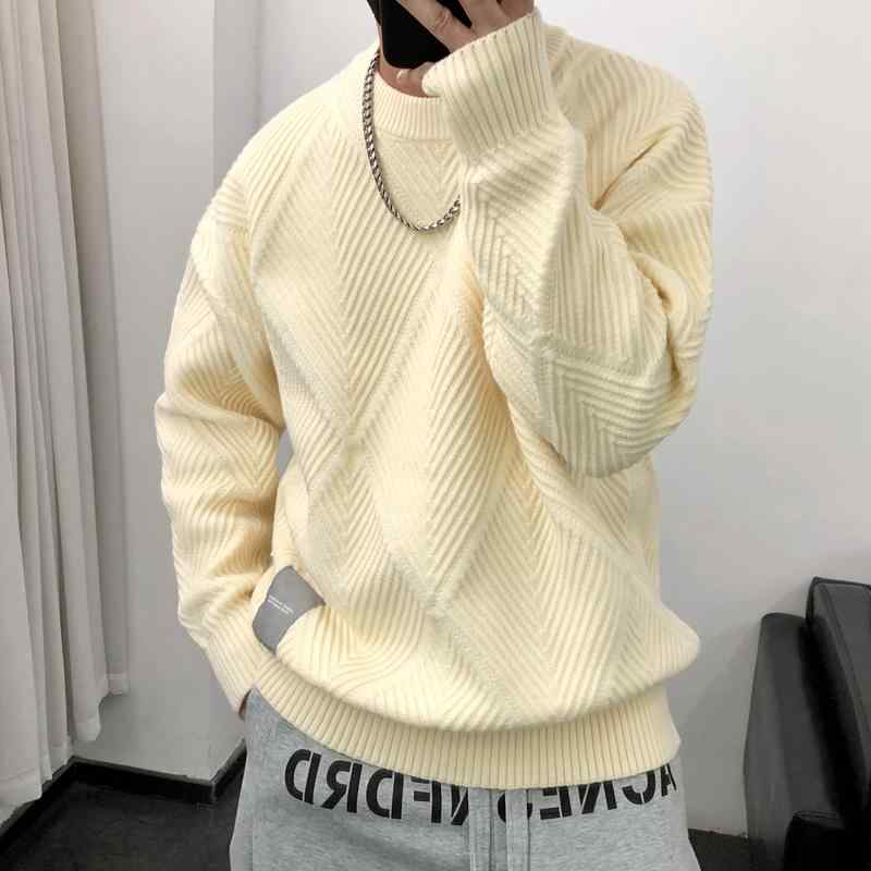 メンズ ファッション 春 夏 秋 冬 かっこいい オシャレ モテ 男性用 紳士服 服 韓国 シンプル 大人 韓国 セーター メンズ 秋 冬 厚手 カジュアル オーバー サイズ シンプル 太い ラ セーター トップ