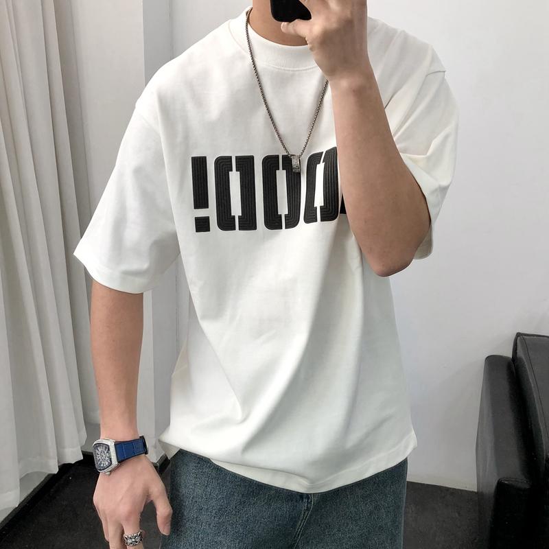メンズ ファッション 春 夏 秋 冬 かっこいい オシャレ モテ 男性用 紳士服 服 韓国 シンプル 大人 コットン 半袖 メンズ 夏 レター プリント アメリカン ストリート カジュアル ミッド スリーブ 半袖 T シャツ