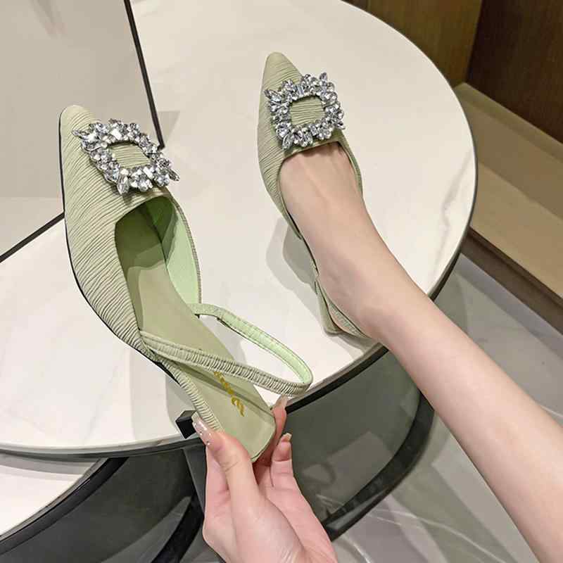 韓国 靴 シューズ 春夏 秋 冬 レディース 愛くるしげ 今めかしい 真四角バックル 生産ライン石ころ ポインテッドトゥ 口 シングル シューズ 春 仙女 ハイヒール スティレット 踵 御徒面子 トゥ うしろ側 空 同盟罷工さあ美 サンダル