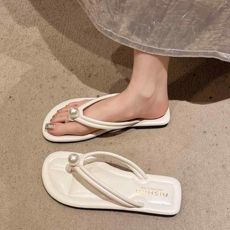 韓国 靴 シューズ 春夏 秋 冬 レディース 愛くるしげ 今めかしい 砂浜 サンダル 流行り物 仙女 上滑りくい フラットソール 砂浜 海 パール 分かりやすい