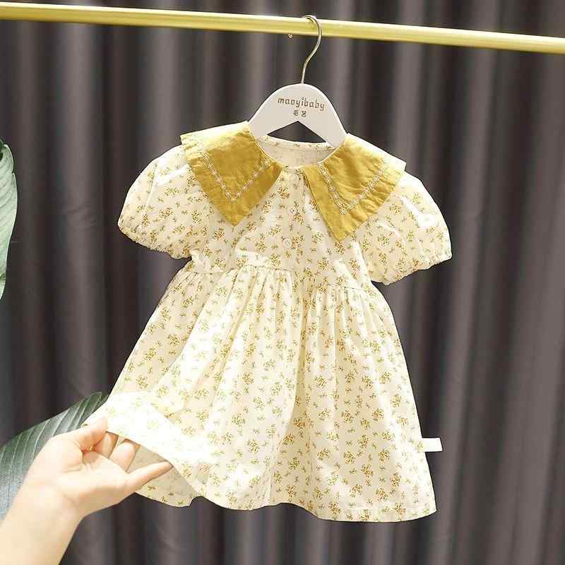 キッズ ファッション 女の子 かわいい おしゃれ 韓国 子供服 プリンセス 高級 ドレス 夏 花柄 フラワー 薄手 半袖 ワンピース 夏 襟｜YKC8