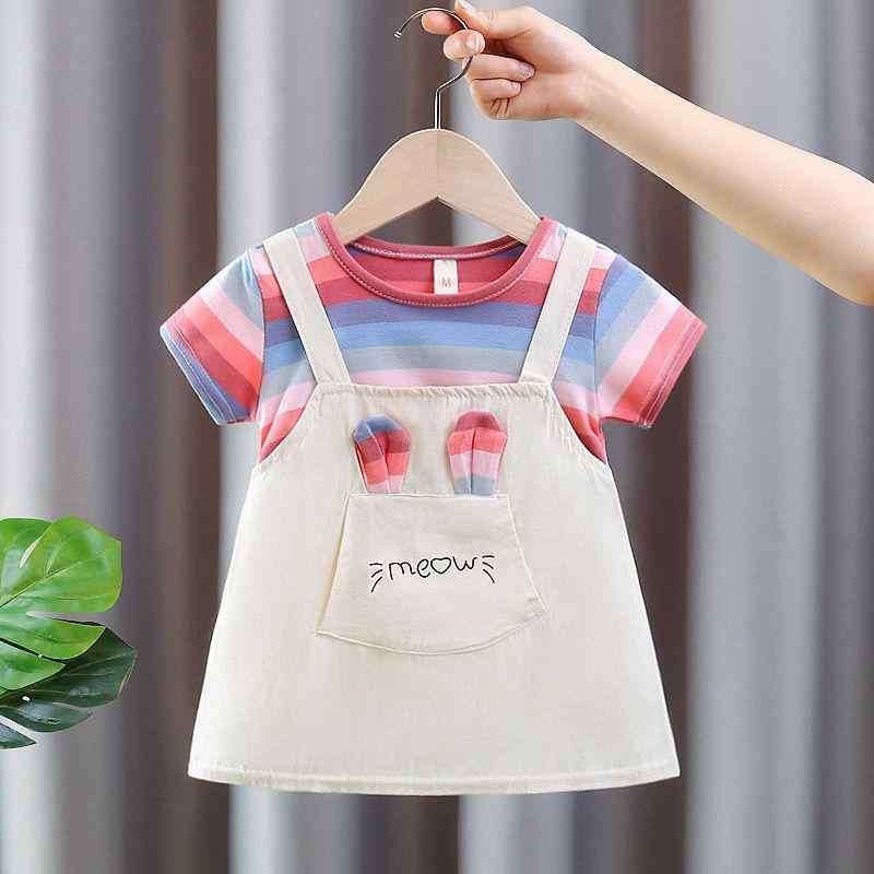 キッズ ファッション 女の子 かわいい おしゃれ 韓国 子供服 プリンセス 高級 女の子 ドレス ワンピース オーバーオール 半袖 シャツ トップス ボトムス 夏 ボーダー｜YKC8