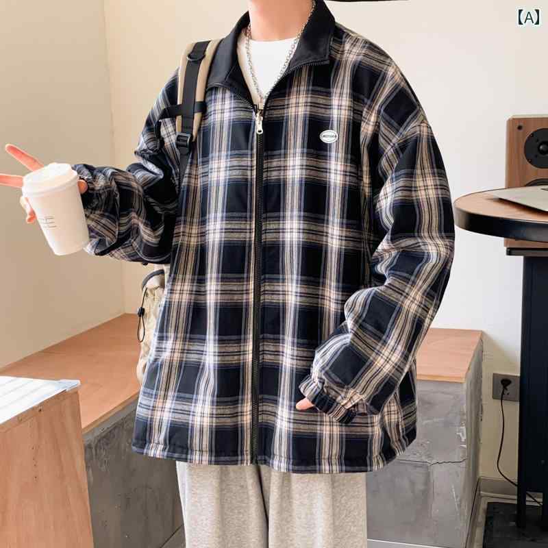メンズ ファッション 春 夏 秋 冬 かっこいい オシャレ モテ 男性用 紳士服 服 韓国 シンプル 大人 リバーシブルジャケット 男性用 春 チェック柄 カジュアル ジャケット スタイル スポーツ トップス 男性用|YKC8