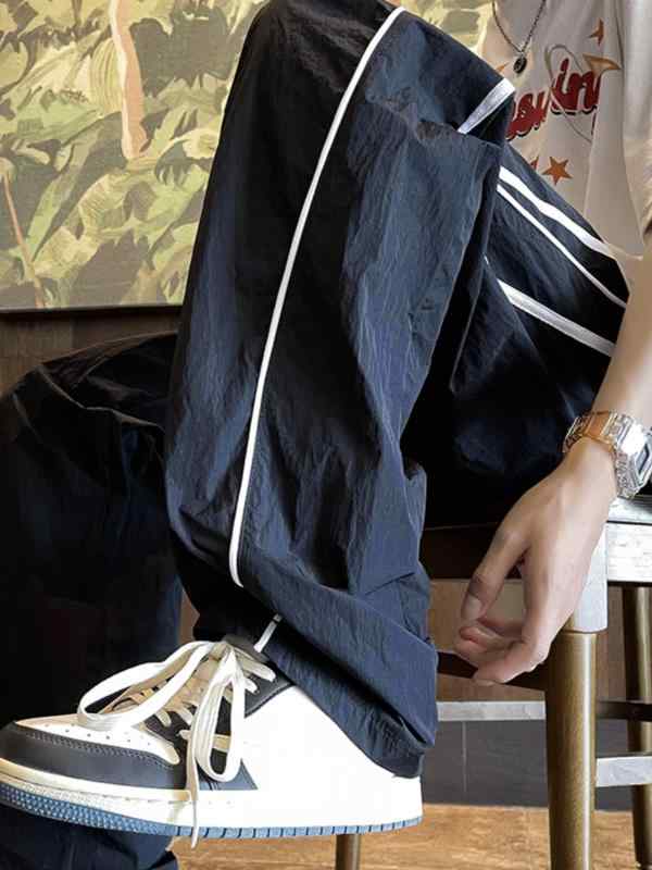 メンズ ファッション 春 夏 秋 冬 かっこいい オシャレ モテ 男性用 紳士服 服 韓国 シンプル 大人 夏用 薄手 ストレート カジュアル パンツ プリーツ 涼しい 速乾 スポーツ 製 冷感 パンツ