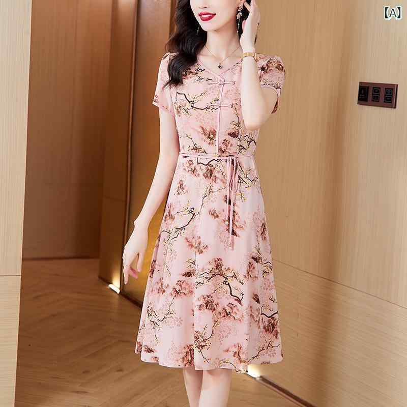 韓国 女性 春夏 秋冬 レディース かわいい おしゃれ 夏 Vネック 花柄 ドレス 西洋 スリム
