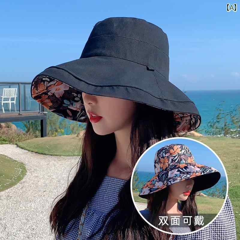 韓国 女性 春夏 秋冬 レディース かわいい おしゃれ 帽子 レディース 韓国大きい つば 両面 フィッシャーマン ハット 春夏 カジュアル 日本 旅行 日焼け防止 帽子 サンハット |YKC8