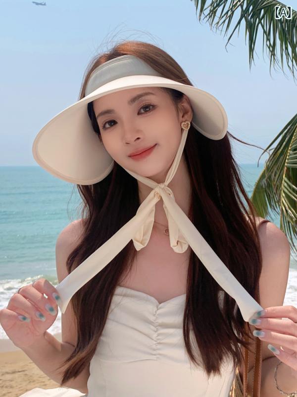 韓国 女性 春夏 秋冬 レディース かわいい おしゃれ スタイル大きい つば 二層 日焼け防止 帽子 女性用 夏 リボン トップ サンシェード 抗UV 日よけ 帽子|YKC8