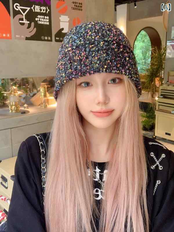 韓国 女性 春夏 秋　冬 レディース かわいい おしゃれ 帽子 女性用 秋　冬大きい カラフル 耳保護 包頭 帽子 顔 示す ニット ウール 帽子 ｜YKC8