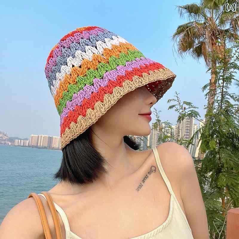 韓国 お上さん 春夏 秋冬 レディース  愛くるしげ 今めかしい 流行り物 虹霓 かんかん帽 かぶり笠 お上さん用 夏 海岸地帯 旅する 日焼押しとどめる  かぶり笠 折りたたみ  かぶり笠