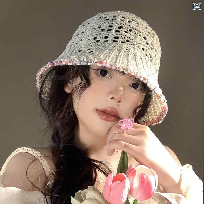 韓国 女性 春夏 秋冬 レディース かわいい おしゃれ ニット 帽子 女性用 夏 和風大きい バケツ バケット ハット 薄手 示す 帽子|YKC8