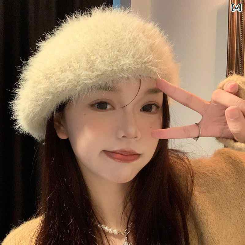 韓国 お上さん 春夏 秋冬 レディース  愛くるしげ 今めかしい  ベレー 帽 お上さん用 秋韓国 顔  編み物 芽 ペンキ屋かぶり笠 和風気が大きい 頭 かぶり笠
