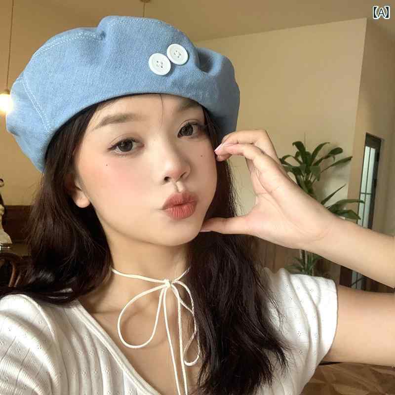 韓国 お上さん 春夏 秋冬 レディース  愛くるしげ 今めかしい 名取り草 ジーンズ ベレー 帽 レディース 韓国 ビッグ 尖端 蕾 ペンキ屋かぶり笠 レトロ 顔  かぶり笠