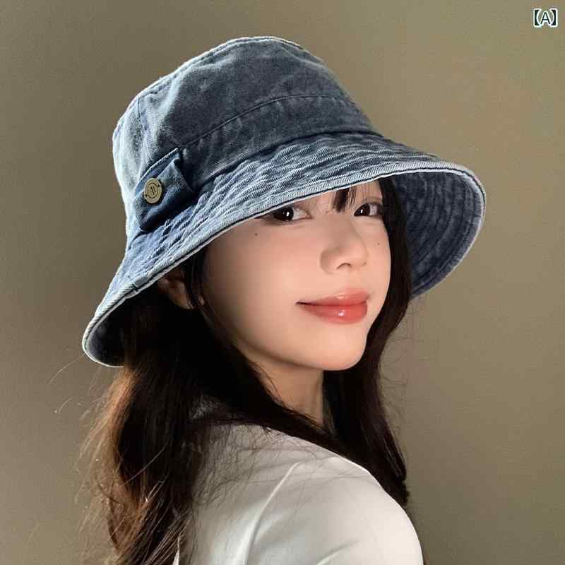 韓国 お上さん 春夏 秋冬 レディース  愛くるしげ 今めかしい ウォッシュデニム フィッシャーマン かぶり笠 お上さん用 夏 和風   井戸釣瓶 かぶり笠 日よけ 日焼押しとどめる かぶり笠