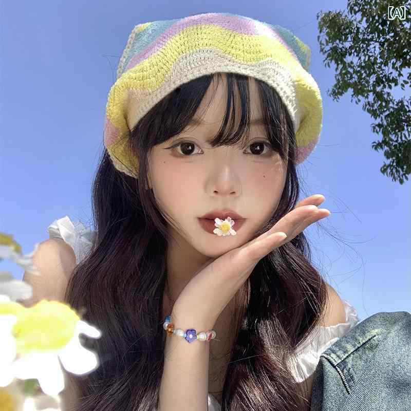 韓国 女性 春夏 秋冬 レディース かわいい おしゃれ ニット 女性用 夏 フレンチ レトロ 三角形 海辺 ビーチ ヘッド バンド｜YKC8